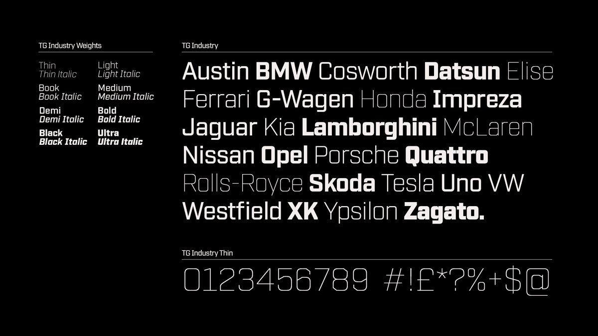 voorbeeld van Top Gear font typografie