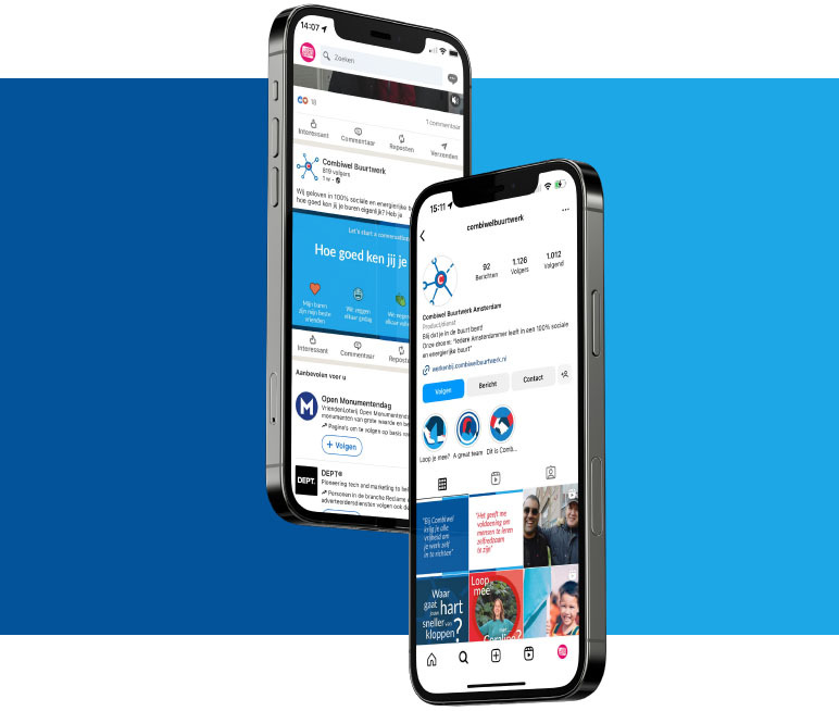 Mock-up iphone socialmedia-kanaal combiwel