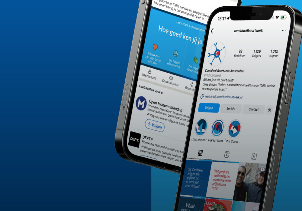 mock-up van iphone socialmedia Combiwel